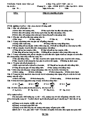 Kiểm tra một tiết - HK II chương III - Môn Hình học 9